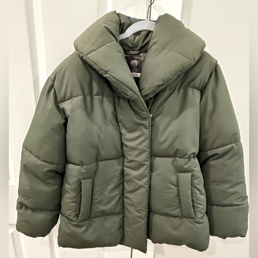 Olive green puffer jacket